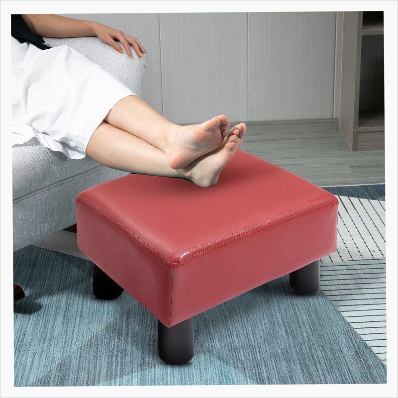 DSUNNER Ottoman Foot Rest Small Foot Stool with Faux Leather Upholstery Rectangular Ottoman Footrest with Padded Foam Seat and Plastic Legs Red Wayfair Canada